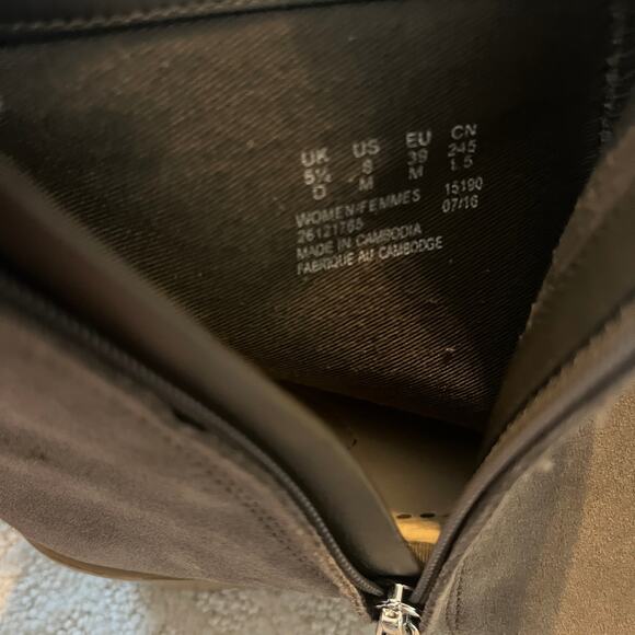 Clarks Gray Suede Heeled Ankle Boots Size 8 - Picture 7 of 7